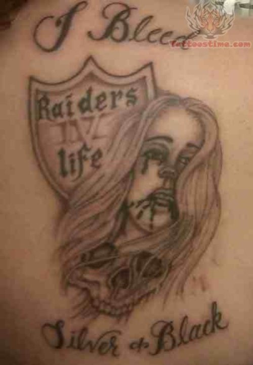 Injured Girl – Raiders Life Logo Tattoo